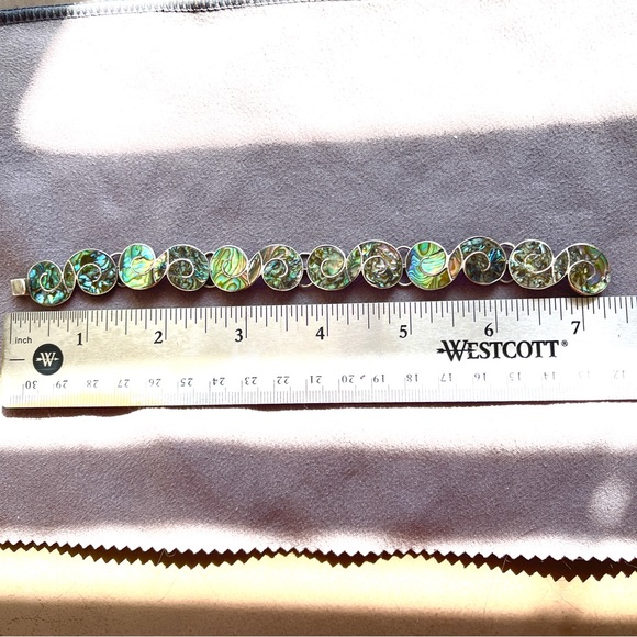 Vintage Taxco Signed Abalone S-Link Sterling Silver Bracelet - Picture 3 of 9